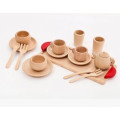 Vintage Natural Color Wooden Kids Pretend Play Toy Tea Set